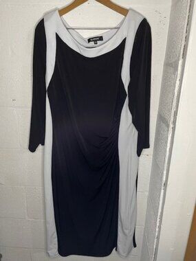 Glamour Black and White Ruched Dress
